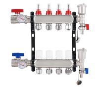 YUCHENGTECH Collettore Riscaldamento a Pavimento in Acciaio Inossidabile a 4 Circuiti con Eurocone 3/4 (16 x 2 mm), Distributore Circuito Riscaldamento Kit Collettore PEX con Flussometro e Valvole