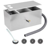 YUCHENGTECH Sifone per grasso commerciale da 50 l, in acciaio inox, separatore per filtro acqua e olio, con 2 ingressi superiori e spazzola per la pulizia, per casa, ristorante, mensa, lavello da