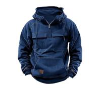 YuchiFa Felpe con Cappuccio da Uomo Felpe con Cappuccio tattiche da Uomo Felpa con Cappuccio Mimetica a Maniche Lunghe con Cerniera a Un Quarto Felpa con Cappuccio Tattica da Uomo (Blu,L)