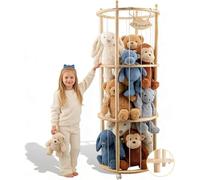YUCHKEJ Scaffale portaoggetti in legno a 3 ripiani con ruote a 360°, 140 cm | Per la stanza dei giochi, la cameretta dei bambini, organizer per animali di peluche, grande scaffale, facile da spostare