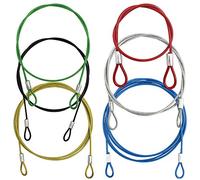 YuCool Confezione da 6 cavi di sicurezza in acciaio, 2 mm, cavo di sicurezza, cavo di sicurezza Dia con doppio anello per illuminazione da palcoscenico, serratura per bagagli, porte esterne/cornici