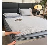 YUDEYU Estate Lenzuolo Fresco Abito Tre Pezzi Lavabile Lenzuolo Non Caldo Copriletto in Seta di Ghiaccio coprimaterasso (Colore : Grey, Taglia : 180x200cm+27cm)