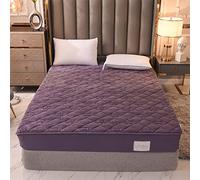 YUDEYU Lenzuola con Angoli Strato Trapuntato Ispessimento coprimaterasso Tessuto Lungo in Velluto Sovramaterassi matrimoniali Singoli(Purple,180x200cm/High 5-15cm)