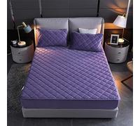 YUDEYU Lenzuola con Angoli Trapuntati Morbido Tessuto in Velluto di Cristallo coprimaterasso Letto Singolo Doppio Sovrapposizioni di Toppers(Purple,180x200cm/High 10-30cm)