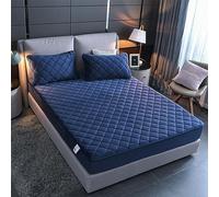 YUDEYU Lenzuola con Angoli Trapuntati Morbido Tessuto in Velluto di Cristallo coprimaterasso Letto Singolo Doppio Sovrapposizioni di Toppers(Blue,90x190cm/High 10-30cm)