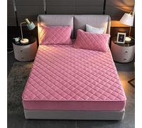 YUDEYU Lenzuola con Angoli Trapuntati Morbido Tessuto in Velluto di Cristallo coprimaterasso Letto Singolo Doppio Sovrapposizioni di Toppers(Bean Pink,180x200cm/High 10-30cm)