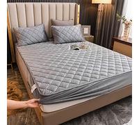 YUDEYU Lenzuola con Angoli Trapuntati Morbido Tessuto in Velluto di Cristallo coprimaterasso Letto Singolo Doppio Sovrapposizioni di Toppers(Gray,80x200cm/High 10-30cm)