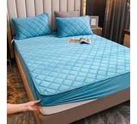 YUDEYU Lenzuola con Angoli Trapuntati Morbido Tessuto in Velluto di Cristallo coprimaterasso Letto Singolo Doppio Sovrapposizioni di Toppers(Lake Blue,48x74cm/Pillowcase x 2)