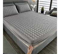 YUDEYU Lenzuolo con Angoli Protezioni Materasso Strato Trapuntato copriletto coprimaterasso Antiscivolo Lavabile e Resistente Toppers (Colore : Grey, Taglia : 120x200 cm/High 10-25cm)