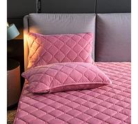 YUDEYU Strato trapuntato federa Tessuto in velluto di cristallo Una coppia (2 pezzi) (Colore : Jade pink, Taglia : 48x74cm)