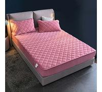 YUDEYU Strato Trapuntato Lenzuola con Angoli Tessuto in Morbido Pile di Cristallo Lenzuolo Singolo Matrimoniale Coprimaterassi Toppers Fitted Sheets (Colore : Giada Rosa, Taglia : 180x220cm+26cm)