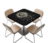 YUDINGFIN Tovaglia quadrata con sole e luna, tovaglia spirituale con stelle cadute, resistente alle pieghe, resistente alle macchie, nera, lavabile, per meditazione, giardino, picnic, vacanze