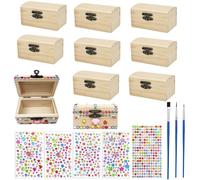 Yudobliss Scrigno del Tesoro in Legno Grezzo, Set di 10 Forziere di Legno di Piccole Dimensioni, Scrigno del Tesoro in Legno, Scatola Regalo, con Adesivi e Pennello, per L'artigianato e il Fai da Te