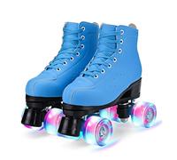 YUDOXN Pattini a 4 ruote, pattini paralleli con ruote luminose, top alto classico, pattini a rotelle per adulti, bambine, bambini e principianti, taglia 37-43 (BLUE, 42)