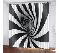 YUEAHOL Geometrico astratto Tende per Interni Oscuranti Termiche Isolanti 2 pezzi 220 x 210 cm, Strisce bianche nere Tenda Oscurante con Occhielli per Bambini Camera da Letto e Soggiorno