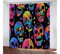 YUEAHOL Scheletro colorato Tende per Interni Oscuranti Termiche Isolanti 2 pezzi 170 x 200 cm, Arte astratta Tenda Oscurante con Occhielli per Bambini Camera da Letto e Soggiorno