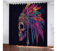 YUEAHOL Scheletro di piume Tende per Interni Oscuranti Termiche Isolanti 2 pezzi 220 x 210 cm, Arte colorata Tenda Oscurante con Occhielli per Bambini Camera da Letto e Soggiorno
