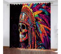 YUEAHOL Tenda Oscurante Termica Isolante con Occhielli per Camera da Letto 2 Pannel, Tende Soggiorno Oscuranti per Interni Finestre 3D Scheletro di piume Arte colorata Motivo 170 x 200 cm