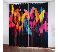 YUEAHOL Tende Oscuranti 3D Stampa Farfalla colorata dei graffiti Pittura a olio Motivo, Termiche Isolanti, Anti-Rumore, con Anelli, per Camera da Letto e Soggiorno, 116 x 183 cm