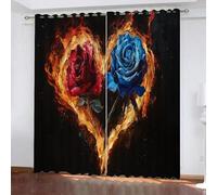 YUEAHOL Tende Oscuranti 3D Stampa Rosa Fiamma Arte astratta Motivo, Termiche Isolanti, Anti-Rumore, con Anelli, per Camera da Letto e Soggiorno, 116 x 183 cm