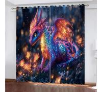 YUEAHOL Tende Oscuranti Camera da Letto con Occhielli, 3D Stampa Drago alato Fiore di fiamma Tende Oscuranti Termiche Isolanti per Soggiorno Moderne Decorazione Finestre 300 x 270 cm