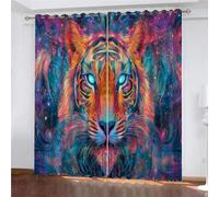 YUEAHOL Tende Oscuranti Camera da Letto con Occhielli, 3D Stampa Tigre astratta Arte colorata Tende Oscuranti Termiche Isolanti per Soggiorno Moderne Decorazione Finestre 150 x 166 cm