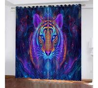 YUEAHOL Tende Oscuranti Camera da Letto con Occhielli, 3D Stampa Tigre astratta Arte colorata Tende Oscuranti Termiche Isolanti per Soggiorno Moderne Decorazione Finestre 140 x 260 cm