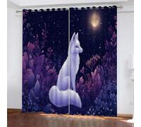 YUEAHOL Tende Oscuranti Camera da Letto con Occhielli, 3D Stampa Volpe Luna Foresta del cielo notturno Tende Oscuranti Termiche Isolanti per Soggiorno Moderne Decorazione Finestre 170 x 200 cm
