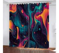 YUEAHOL Tende Oscuranti per Interni 300 x 280 cm, Increspature colorate Arte astratta Tende con Occhielli Termiche Isolanti per Bambini Camera da Letto e Soggiorno, 2 Pezzi