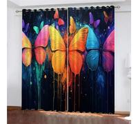 YUEAHOL Tende Oscuranti Termiche Isolanti Farfalla colorata dei graffiti Pittura a olio Finestre Soggiorno Moderne 2 Pezzi Stampa 3D Oscuranti Termiche Isolanti 300 x 280 cm