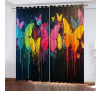 YUEAHOL Tende Oscuranti Termiche Isolanti Farfalla colorata dei graffiti Pittura a olio Finestre Soggiorno Moderne 2 Pezzi Stampa 3D Oscuranti Termiche Isolanti 264 x 214 cm