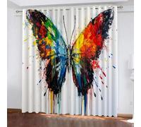 YUEAHOL Tende Oscuranti Termiche Isolanti Farfalla colorata dei graffiti Pittura a olio Finestre Soggiorno Moderne 2 Pezzi Stampa 3D Oscuranti Termiche Isolanti 140 x 245 cm
