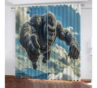 YUEAHOL Tende Oscuranti Termiche Isolanti Gorilla feroce Nuvole naturali del cielo Finestre Soggiorno Moderne 2 Pezzi Stampa 3D Oscuranti Termiche Isolanti 300 x 280 cm