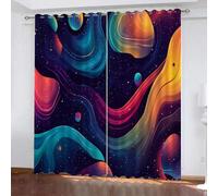 YUEAHOL Tende Oscuranti Termiche Isolanti Increspature colorate Arte astratta Finestre Soggiorno Moderne 2 Pezzi Stampa 3D Oscuranti Termiche Isolanti 140 x 175 cm