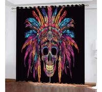 YUEAHOL Tende Oscuranti Termiche Isolanti Scheletro di piume Arte colorata Finestre Soggiorno Moderne 2 Pezzi Stampa 3D Oscuranti Termiche Isolanti 300 x 280 cm