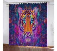 YUEAHOL Tende Oscuranti Termiche Isolanti Tigre astratta Arte colorata Finestre Soggiorno Moderne 2 Pezzi Stampa 3D Oscuranti Termiche Isolanti 140 x 245 cm