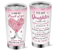 Yuecda Bicchiere per figlia da mamma e papà, 1 pezzo, tazza per figlie, regalo per la mamma o il padre, regalo di Natale per la festa della mamma, regalo di compleanno per la mia ragazza, tazza per