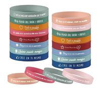 Yuecda Braccialetti motivazionali in silicone con frasi ispiratrici, regali motivazionali per adolescenti, studenti, colleghi (40 pezzi di testo spagnolo)