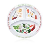 Yuecda Piatto di controllo porzioni per una dieta equilibrata - Piatto con dieta sana per adulti e adolescenti - Suddivisioni in melamina, perdita di peso, diabete (1)