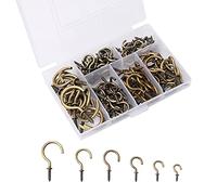 Yuechenggui 120 ganci da soffitto, 6 misure, ganci a vite per tazze, resistenti, in bronzo, vintage, per appendere piante, tazze da tè, gioielli, portachiavi, ornamento per casa e ufficio