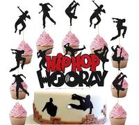 YUEcthynous 11 pezzi Musica rock topper torta,Decorazione torta di compleanno hip-hop,nero scintillante rock cake decorazione, top rock torta musica hip-hop, festa di compleanno dei bambini