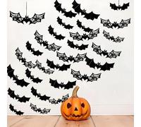YUEcthynous 64 pezzi decorazione 3D pipistrello, decorazione da parete per Halloween, accessori per feste fai da te, giardino, esterni, decorazioni per porte e finestre