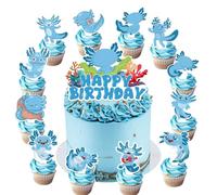 YUEcthynous Axolotl, topper per cupcake, decorazione per torte, compleanni, baby shower, rettili, anfibi, animali, decorazioni per feste di compleanno, per ragazzi e ragazze, 13 pezzi