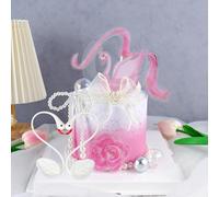 YUEcthynous Cigno compleanno decorazione,ragazza torta decorazione- Applicabile al compleanno battesimo del bambino,forniture a tema cigno (rosa)