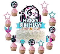 YUEcthynous Decorazione della Torta Musicale,14 Pezzi Decorazione retrò della festa di note Hip-Hop Adatto per feste di compleanno dei bambini di musica retrò anni '80 e '90,battesimo del bambino
