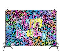 YUEcthynous Neon Leopard Fotografia Sfondo per Fotografia Schizzi di Colore Graffiti Retro Hip Pop Party Decorazioni Ghepardo Happy Birthday Sfondo Arcobaleno Leopardo Festa Fotografica Accessori di