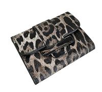 YUEcthynous Portafoglio da donna con protezione RFID, in pelle vegana, con stampa leopardata, con più scomparti per carte di credito