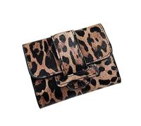 YUEcthynous Portafoglio da donna con protezione RFID, in pelle vegana, con stampa leopardata, con scomparti multipli per monete e contanti, colore: marrone