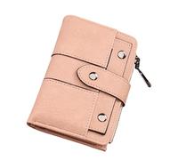 YUEcthynous Portafoglio rosa da donna, piccolo portafoglio in pelle PU, protezione RFID, formato corto con scomparti per carte di credito e chiusura lampo, scomparto portamonete con bottone multicard