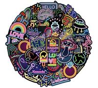 YUEcthynous Set di adesivi al neon graffiti, 100 pezzi, per bambini, in vinile, per skateboard, laptop, valigia, moto, auto, bicicletta, computer